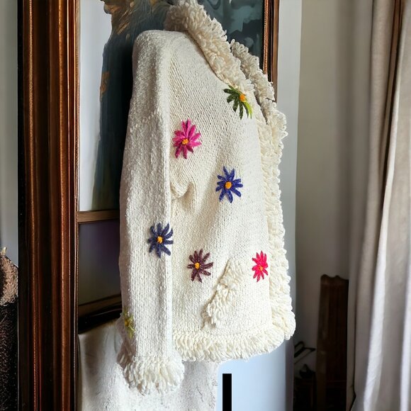 ARTESANIAS  INTI RAYMI ( L/XL ) Chunky Knit Wool/Cotton Sweater - Picture 5 of 7